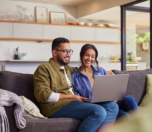 People on tablet looking at benefits